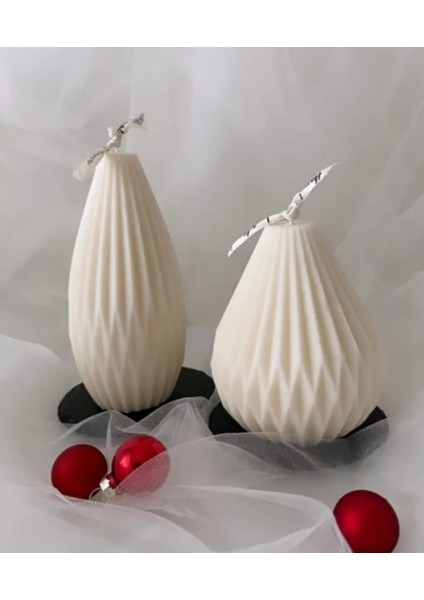 2'li Geometrik Armut Mum Seti Kokulu Doğal Soya Mumları