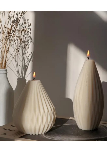 2'li Geometrik Armut Mum Seti Kokulu Doğal Soya Mumları indirimleri