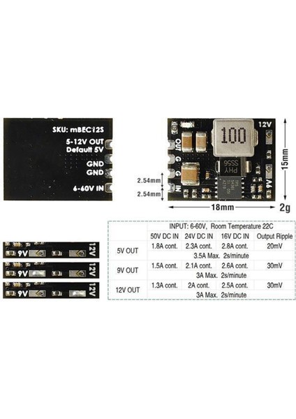 Rc Uçak Için Micro-Bec 6-60V To 5V9V12V-ADJ Step-Down Modülü (Yurt Dışından)