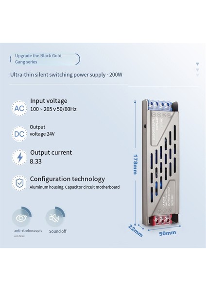 Ransformer 24 Volt Sürücü Sabit Voltaj LED Transformatör 200W (Yurt Dışından)