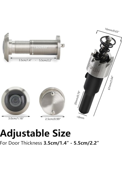 16MM Matkap Ucuyla Kapı Için 220 Derecelik Katı Pirinç Gözetleme Delikleri B (Yurt Dışından) modelleri