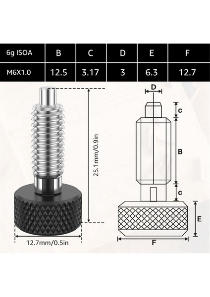 4 Adet El Geri Çekilebilir Yaylı Piston Kilitli M6 Serbest Bırakma Pimleri (Yurt Dışından)