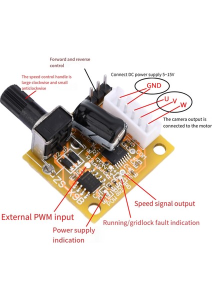 Bldc 3-Fazlı Fırçasız Motor Sürücüsü DC5V-15V Motor Hız Kontrol Cihazı (Yurt Dışından)
