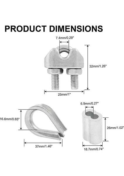 M3 18 Inç Tel Halat Aksesuar Seti M3 Tel Halat Kablo Klips Kelepçesi (Yurt Dışından) indirimleri