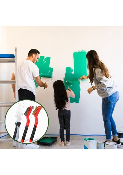 4'ü 1 Arada Boya Fırçası Tarak Tel Fırça Seti Fırça Rulosu Temizleme Aracı (Yurt Dışından)