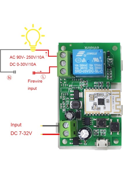 Acdc 7V-32V Akıllı Wifi Motor Anahtar Modülü (Yurt Dışından)