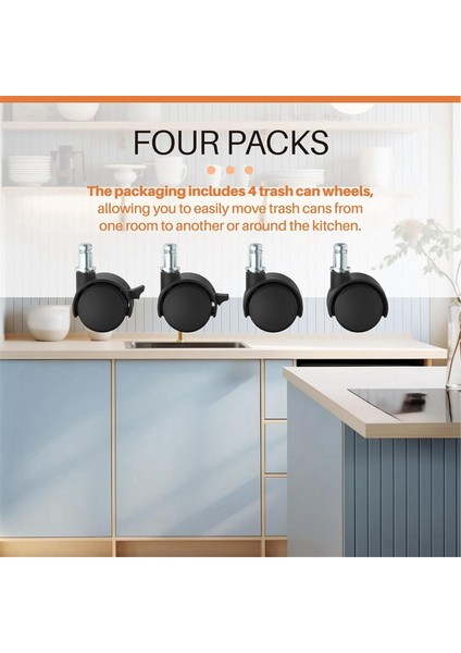 Çöp Kutusu Mobil Takılabilir Tekerlekler 8 Galondan 23 Galona 4 Adet (Yurt Dışından) indirimleri