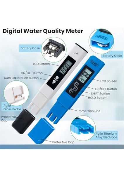 Dijital Ph Tds Metre Kombosu, Içme Suyu, Yüzme Havuzu Için Test Kiti (Yurt Dışından) fiyatları