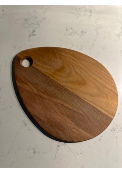 Damla Model Kulplu Küçük Ekmek Kesme Tahtası - Tasarım Sunumluk Altlık Et Sebze Doğrama Tahtası