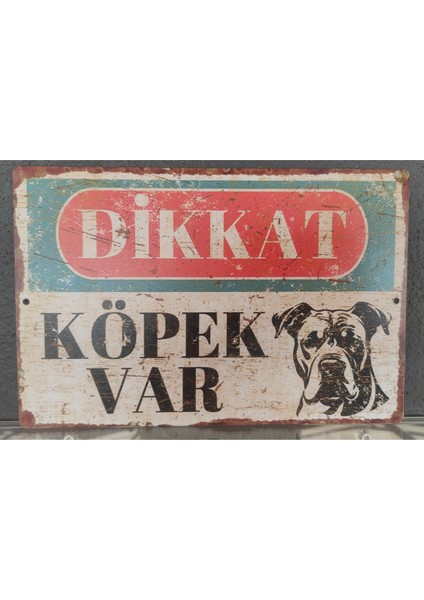 Pas Görünümlü Dikkat Köpek Var Alüminyum Uyarı Levhası - Vintage Dogo Argentino Tabela - 15CMX22,5CM fiyatları