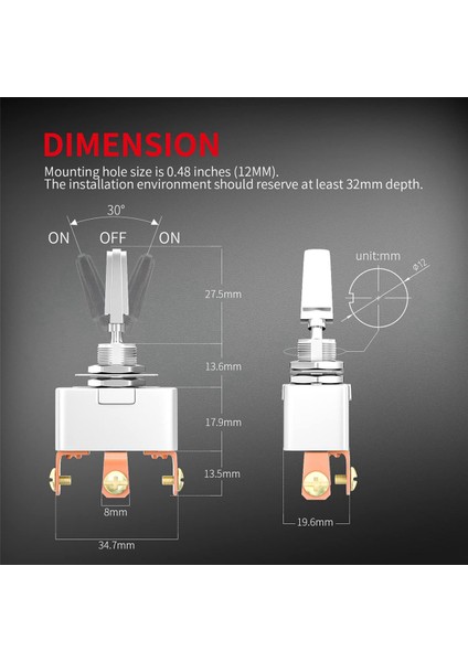 50A 12V Dc Ağır Hizmet Tipi Geçiş Anahtarı R13-401-103 Araba Geçiş Anahtarı (Yurt Dışından)