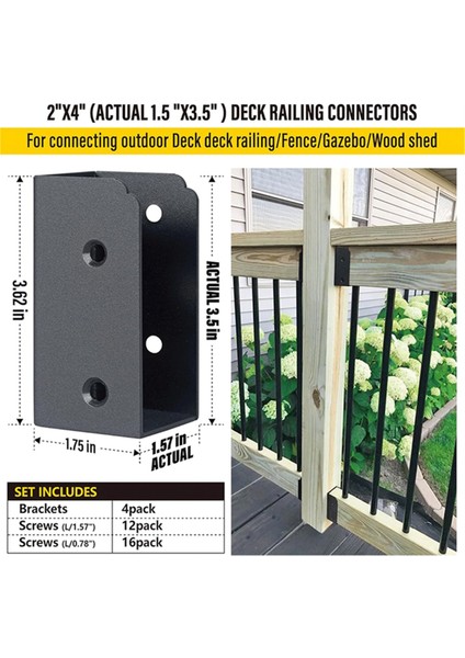 Paslanmaz Çelik 2X4IN Aslında 1 ½ x 3 ½ın Güverte Korkuluk Bağlantısıa (Yurt Dışından) modelleri