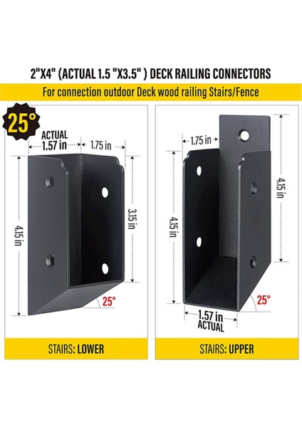 Paslanmaz Çelik 2X4IN Aslında 1 ½ x 3 ½ın Güverte Korkuluk Bağlantısıa (Yurt Dışından) fırsatları