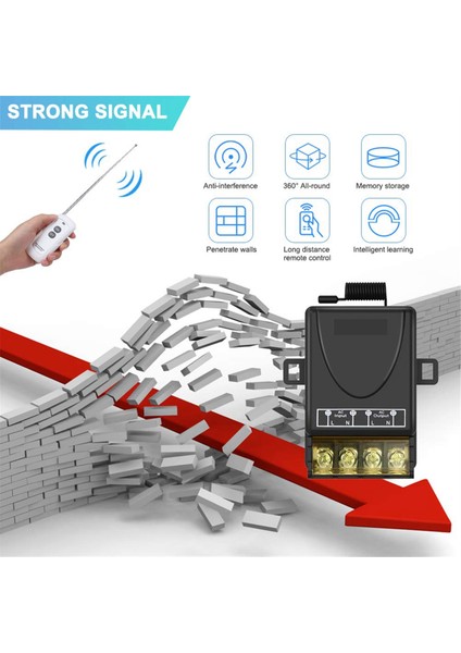 Uzaktan Kumanda Rf Anahtarı 220V 30A Röle Alıcı + Verici Seti (Yurt Dışından)