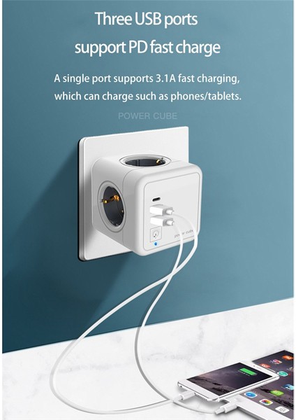 Avrupa Akıllı Priz Fiş Adaptörü Aşırı Gerilim Koruması E02C (Yurt Dışından)