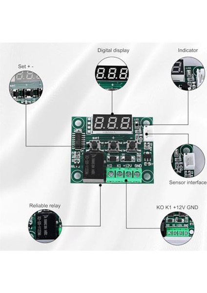 W1209 Dc 12V LED Dijital Termostat Sıcaklık Kontrol Cihazı -50-110C (Yurt Dışından)