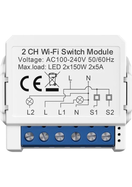 Tuya Akıllı Wifi Işık Anahtarı 2 Yollu Kontrol Mini Kesici Kontrollü (Yurt Dışından)