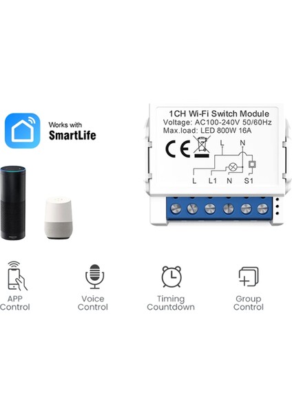 Tuya Akıllı Wifi Işık Anahtarı 2 Yollu Kontrol Mini Kesici Kontrollü (Yurt Dışından) fırsatları