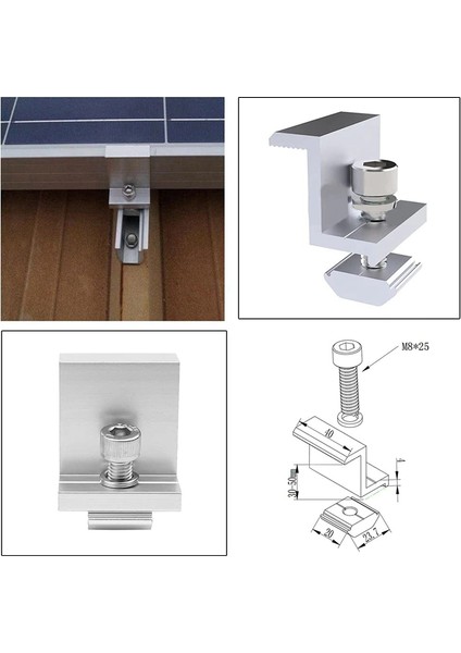 8 Adet 35MM Güneş Paneli Braketi Ayarlanabilir Güneş Montajı (Yurt Dışından) modelleri