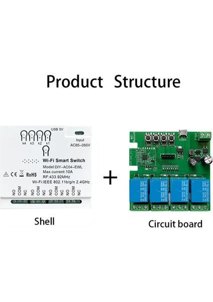 4ch Wifi Akıllı Anahtar + RF433 Uzaktan Kumanda 7-32V 2.4g Wifi (Yurt Dışından) fiyatları