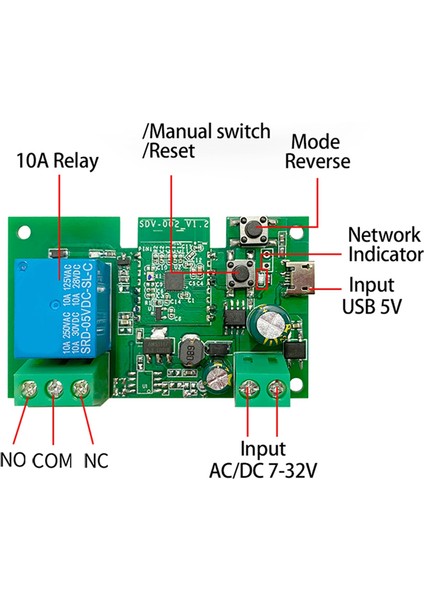 Wifi Akıllı Anahtar Dıy +RF433 Uzaktan Kumanda 1ch 7-32V 2.4g Wifi (Yurt Dışından)