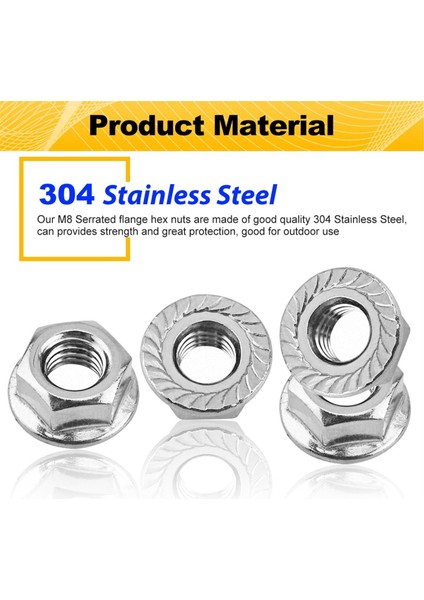 30 Paket M8 Testereli Flanşlı Altıgen Somunlar M8-1.25MM Altıgen Flanşlı Somunlar (Yurt Dışından)