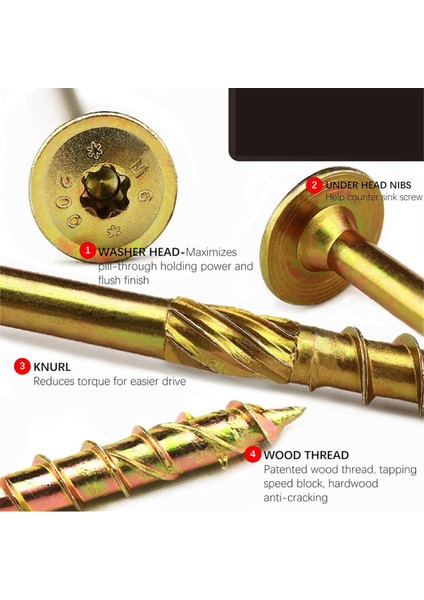 14 x 3-14IN Ahşap Vidaları Yapısal Gecikme Vidaları Torx Gecikme Vidaları (Yurt Dışından)