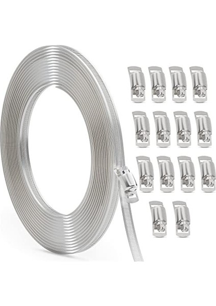 30FT Hortum Kelepçesi Çeşitliliği Kiti Kendin Yap Metal Kayışlar + 15 Adet Bağlantı Elemanı (Yurt Dışından)