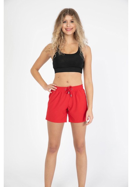 Kadın Kırmızı Deniz Şort NANO Teknoloji ile Su İtici ve Hızla Kuruyan C1813