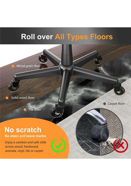 Ofis Sandalyesi Tekerlekleri 10MM Sap 38 Inç Kauçuk Sandalye Tekerlekleri 5'li Set (Yurt Dışından)