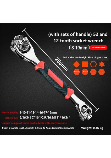 Wrench Donanım Aracı 52'si 1 Arada Anahtar 360 Derece Çoklu Soket (Yurt Dışından)