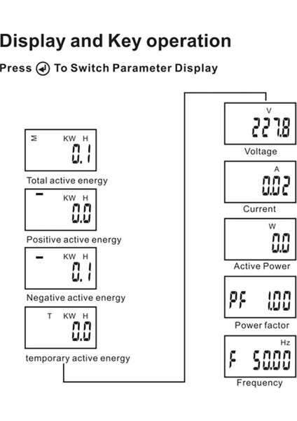2p Dın-Ray Tek Fazlı Enerji Ölçer AC220V 5(60)A RS485 Modbus ile (Yurt Dışından)