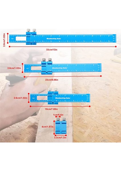 Kaydırmalı Durdurmalı Cetveller, 3 Parça Cetvel Seti 6, 8 ve 12 Inç Içerir (Yurt Dışından)