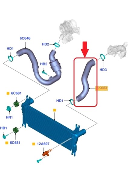AB396K683CE Intercooler Hortumu Radyatör Borusu Şarj Hava Hortumu (Yurt Dışından) indirimleri