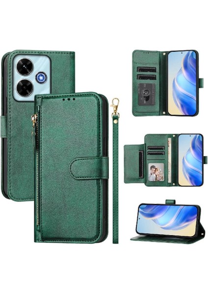 Xiaomi Redmi 13X Fermuar Pu Deri Manyetik Kart Tutucu Için Flip Case (Yurt Dışından)