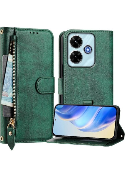 Xiaomi Redmi 13X Fermuar Pu Deri Manyetik Kart Tutucu Için Flip Case (Yurt Dışından)