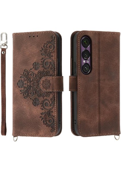 Sony Xperia 1 Vıı Çoklu Kredi Kartı Yuvaları Için Flip Case Kabartmalı (Yurt Dışından)