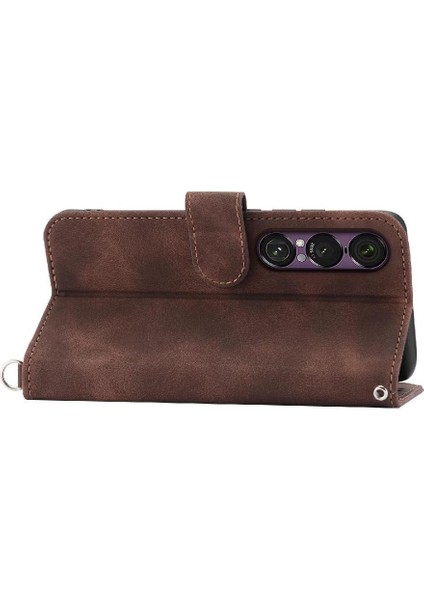 Sony Xperia 1 Vıı Çoklu Kredi Kartı Yuvaları Için Flip Case Kabartmalı (Yurt Dışından)