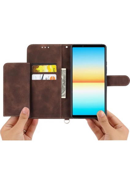 Sony Xperia 1 Vıı Çoklu Kredi Kartı Yuvaları Için Flip Case Kabartmalı (Yurt Dışından)