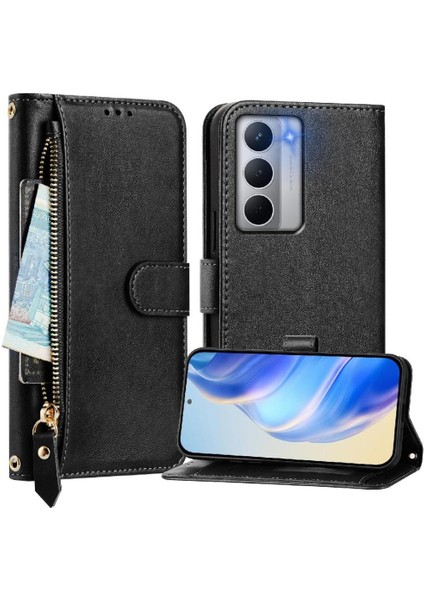 Realme Narzo 80X Kart Tutucu Fermuar Pu Deri Manyetik Için Flip Case (Yurt Dışından)