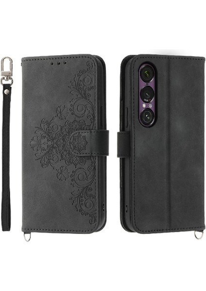 Sony Xperia 1 Vıı Çoklu Kredi Kartı Yuvaları Için Flip Case Kabartmalı (Yurt Dışından)