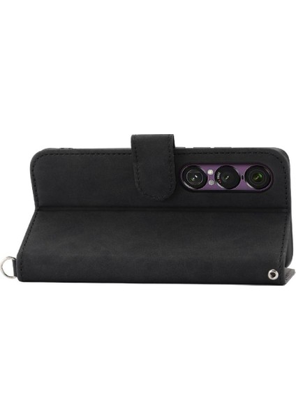 Sony Xperia 1 Vıı Çoklu Kredi Kartı Yuvaları Için Flip Case Kabartmalı (Yurt Dışından)