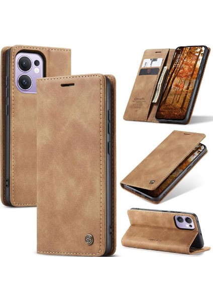 Oppo Reno 13F 4g/5g Için Flip Case Kart Yuvası Kickstand Vintage Pu Flip (Yurt Dışından)