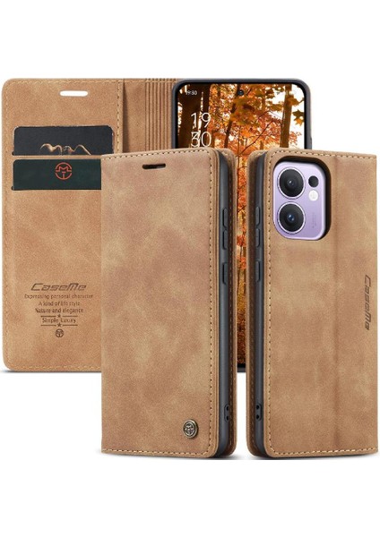 Oppo Reno 13F 4g/5g Için Flip Case Kart Yuvası Kickstand Vintage Pu Flip (Yurt Dışından) modelleri