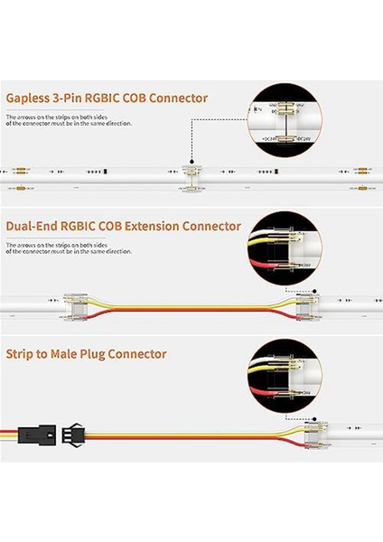 12MM Konnektörler Şerit Işık 3-Pin Lehimsiz Terminal Bağlantı Kiti (Yurt Dışından)