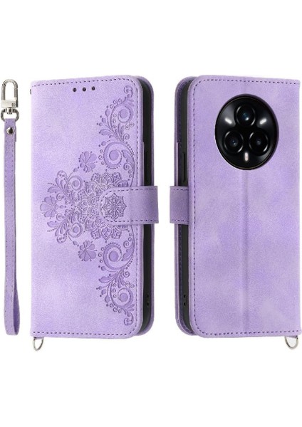 Realme 14 Pro Bileklik Çoklu Kredi Kartı Yuvaları Için Flip Case Kabartmalı (Yurt Dışından)