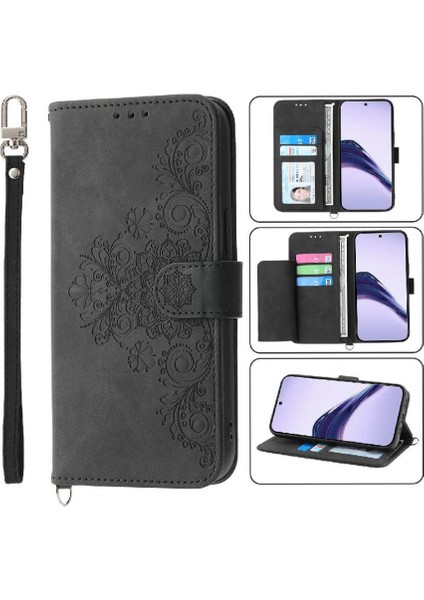Realme 14 Pro Bileklik Çoklu Kredi Kartı Yuvaları Için Flip Case Kabartmalı (Yurt Dışından) fiyatları