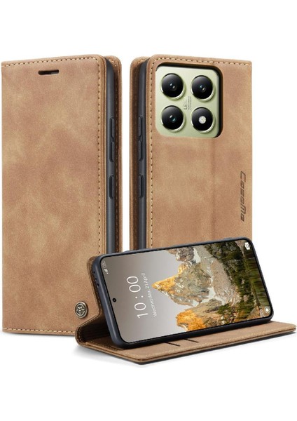 Xiaomi 14T Pro 5g Vintage Pu Deri Cüzdan Kılıf Kart Yuvası Için Flip Case (Yurt Dışından)