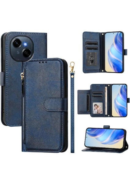 Tecno Spark Go 2025 Premium Fermuarlı Deri Çapraz Askılı Uzun Askılı Cüzdan Kılıf Kapaklı Kartlıklı (Yurt Dışından)