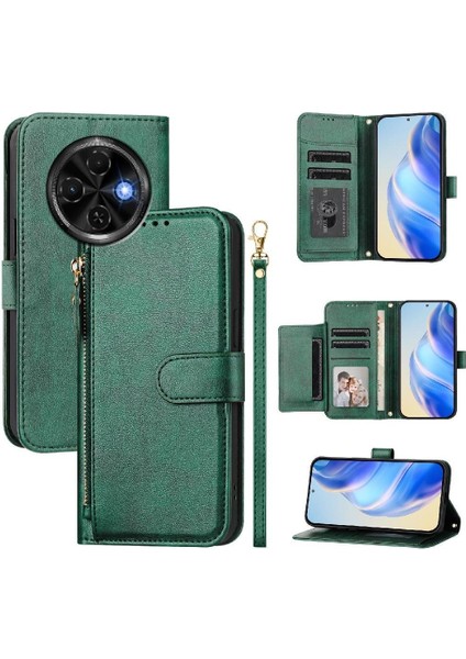 Tecno Spark 30C Premium Fermuarlı Deri Çapraz Askılı Uzun Askılı Cüzdan Kılıf Kapaklı Kartlıklı (Yurt Dışından)